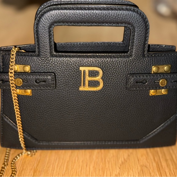 Balmain Handbags - Balmain Small B-Buzz Grained Leather Top Handle Bag